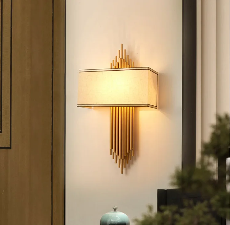 Золотая настенная лампа, новинка, роскошный настенный светильник в стиле арт-деко для гостиницы, гостиной, спальни, лофта, комнатный античный светильник