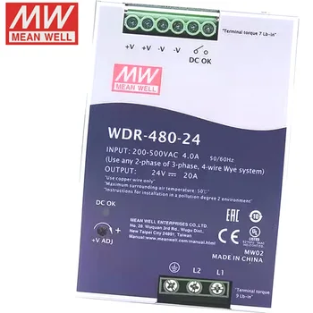 Mean Well WDR-480-24 With  Function 24V 20A 48V Output Din Rail Industrial 480W Power Supply