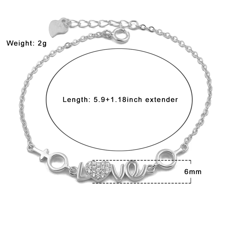 Shop BZA2-006 Fashion Jewelry - 925 Sterling Silver Love
