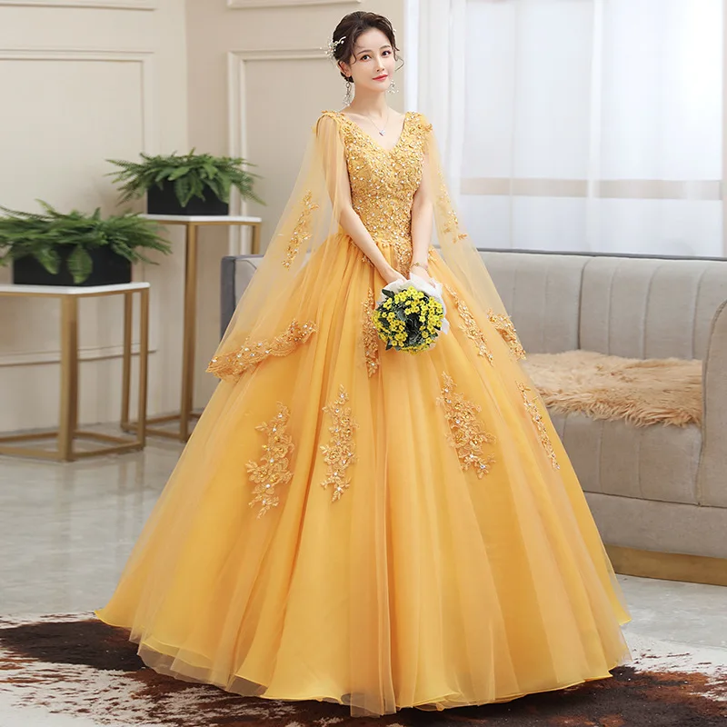 Wedding Embroidery Long Puffy Dress Host Performance Graduation Dress  Birthday Party Bride Bridesmaid Prom Dresses| Alibaba.com