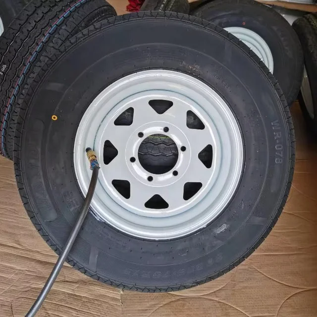 Wholesale 6 Lug Steel Trailer Tire Wheel Assembly 5.5" PCD White Spoke Trailer Rim