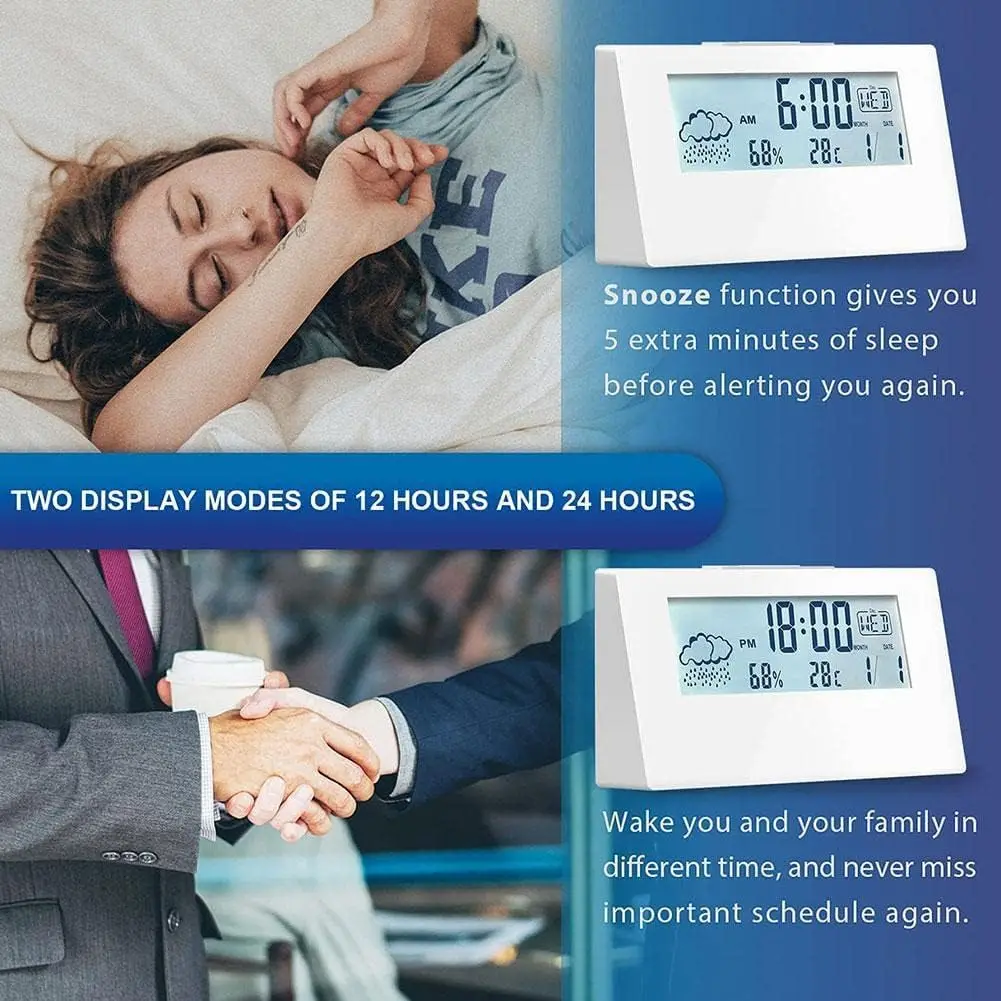 Wholesale Gift LCD Light Transparent Clock Electronic Calendars Temperature Functions Desk Clock for Students Kids