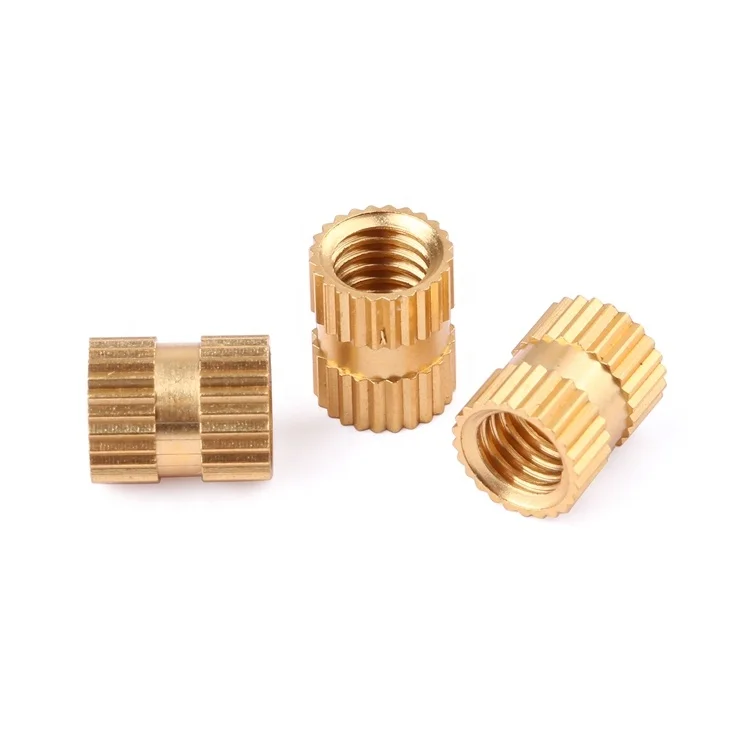 China wholesale custom injection molded female brass knurled insert metal threaded brass inserts nuts for plastic