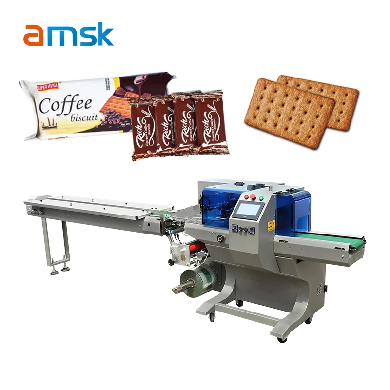 Automatic Horizontal Biscuits Cake Bread Candy Cookies Chocolate Bar Pillow Packing Machine Food Packaging Machine