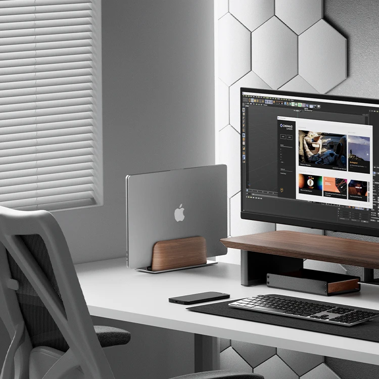 Space-Saving Desk Stand Non-Slip Real Black Walnut Solid Wood Vertical Notebook and Laptop Stand