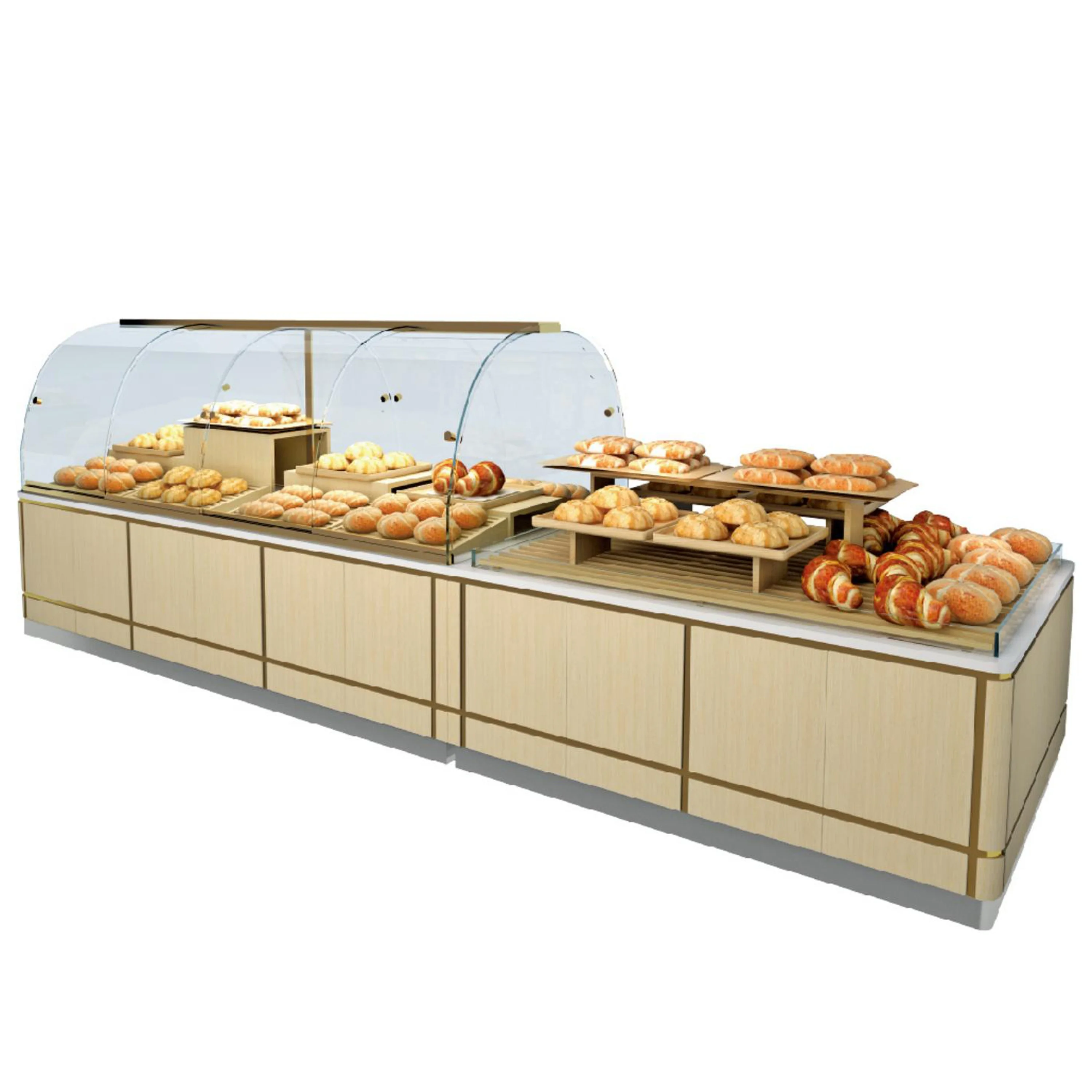 Arriart hot selling glass wooden cake showcase bakery display cabinet bread showcase 2 meter-133036