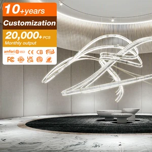 Last Design Commercial Luxury Modern LED Crystal Glass Warm White Hanging High Ceiling Chandelier for Dining Halls Hotels