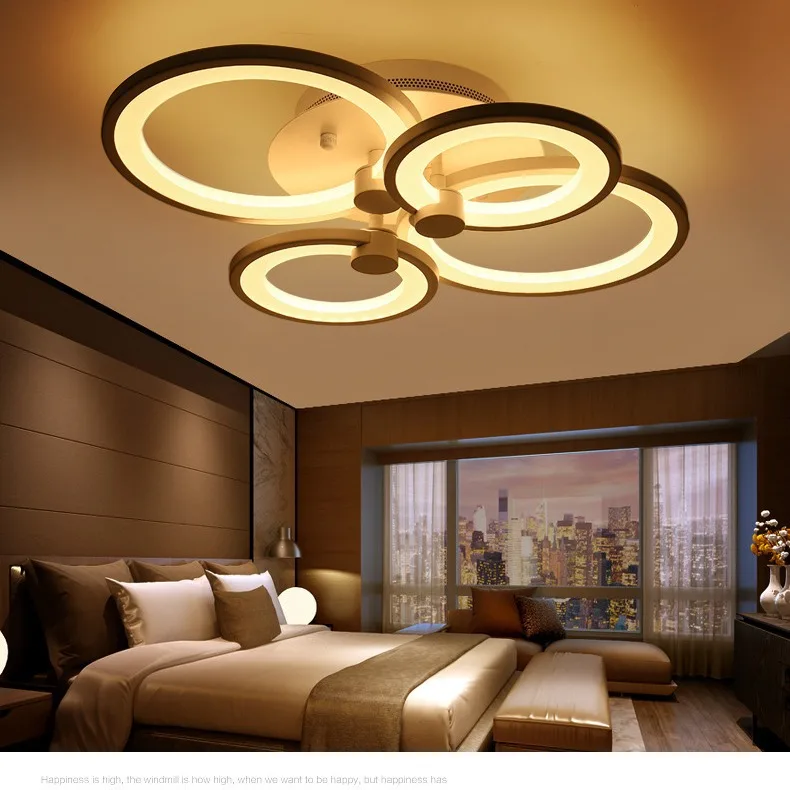 مصباح حديث بثلاث حلقات على شكل دائري بتقنية LED لغرفة المعيشة وغرفة النوم وغرفة الطعام وغرفة الدراسة، قاعدة من الألومنيوم، تركيبات فنية شخصية مقاومة للرش (IP44)