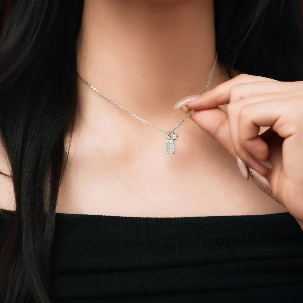KAKODIY High Fashion Jewelry 925 Sterling Silver Chain 5A Zirconia Pendant Necklace with Chinese Characters "Wealth and Gui" for Women detail 3
