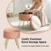 Modern Metal Leg Dressing Stool Simple Dual-Purpose Multi-functional Stool Storage Footstool for Living Room Bedroom