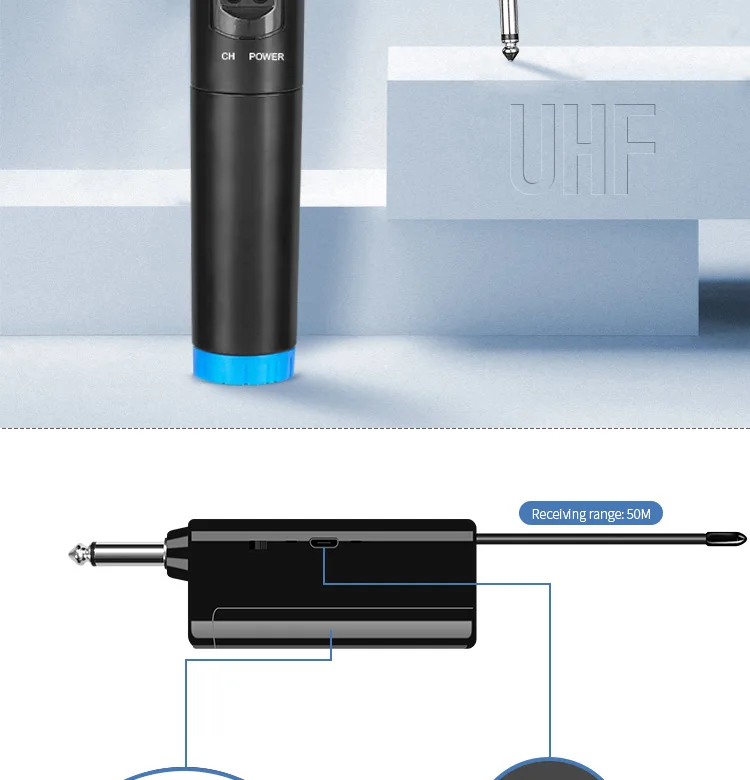 U-601 Vhf Uhf Dynamic Microfono Inalambrico Profesional Handheld ...