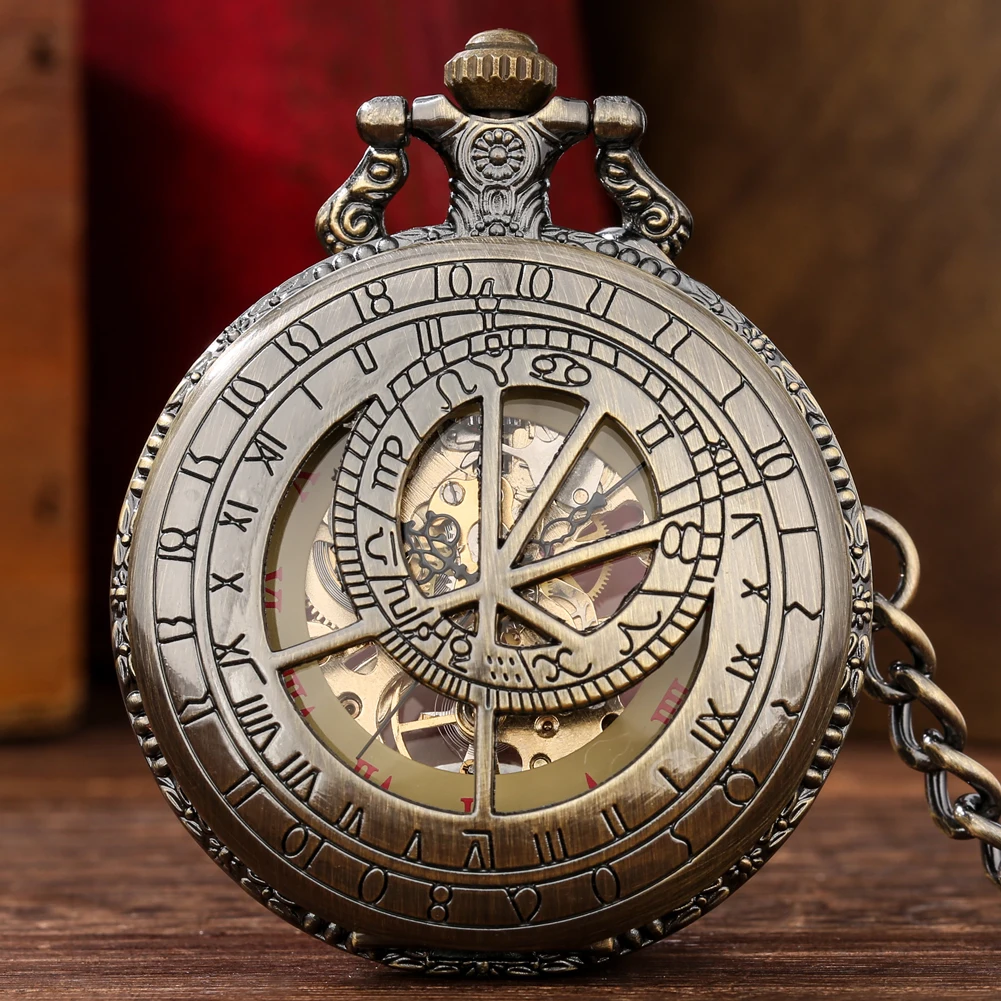Prague Astronomical Fob Chain Clock Half Hunter Steampunk