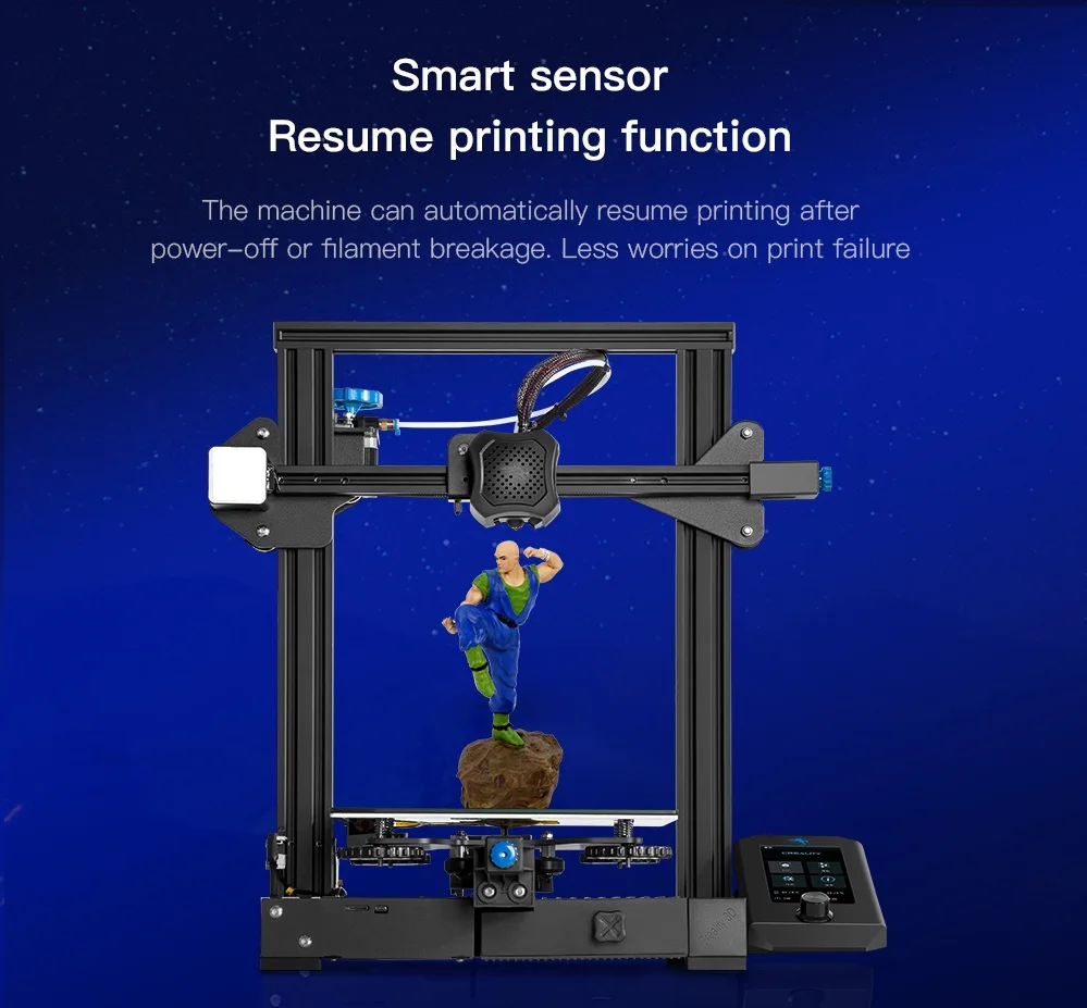 Willdone newly upgraded Ultra-quiet Driver TFT Touch Screen Dual Z axis Resume USB Artillery OEM 3d printer