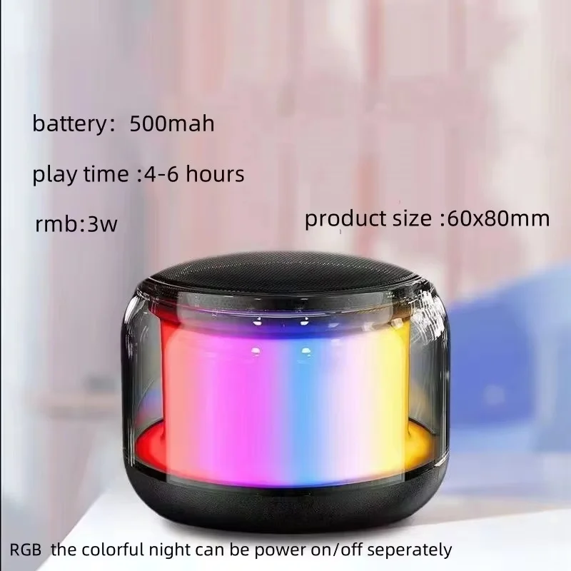 BT 5.0 Speaker Subwoofer Portable Player RGB Light Speaker Waterproof USB Outdoor Speaker