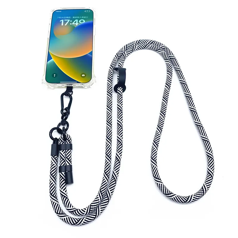 High Quality Polyester Round Rope with Adjustable 7mm Phone Neck Strap Lanyard with Logo Customization