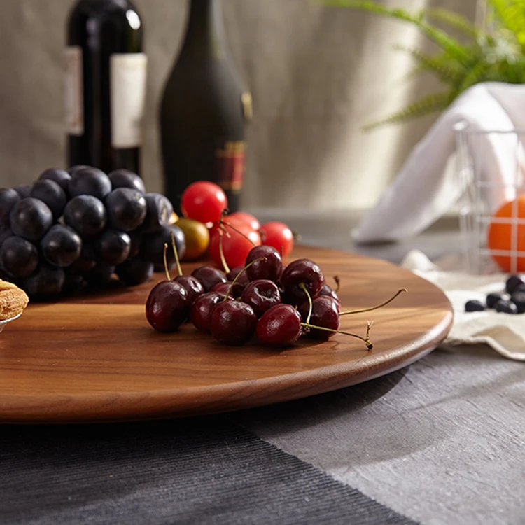 Экологически чистый круглый кухонный обеденный стол, деревянный поворотный стол из орехового дерева, столик «ленивая Сьюзан»