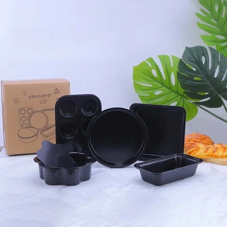 5pc Set Non Stick Carbon Steel Various Tools Baking Pan Set Baking