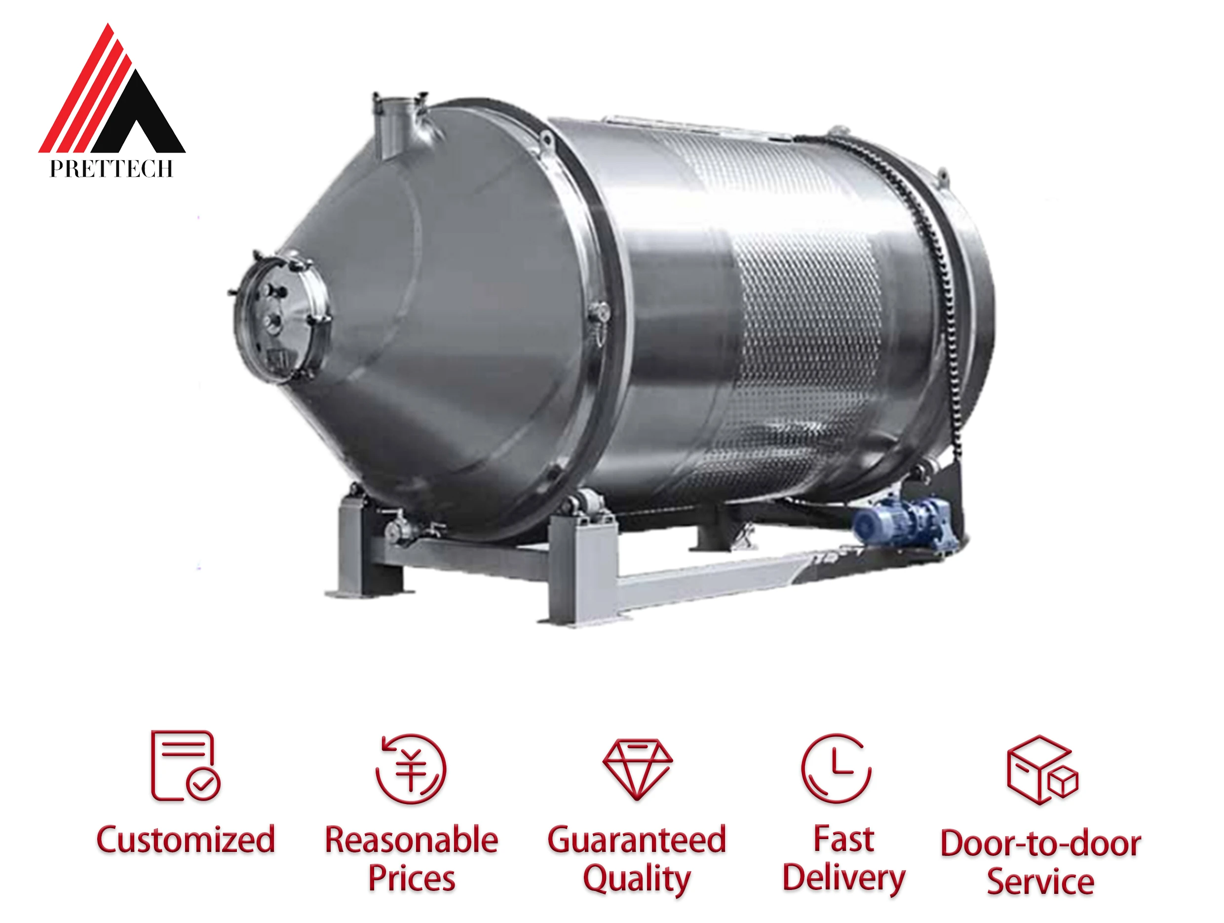 Wine Rotary Tank Horizontal Cylindrical Shell Stainless Steel Liquid Tank for Red Wine Fermenting