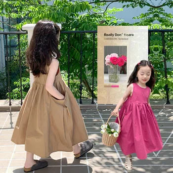 children's clothing girls' baby elegance sleeveless princess dress summer children's large skirt cotton vest skirt
