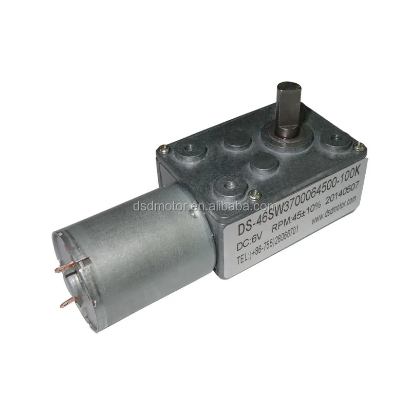 Mini Motor 46SW370 12V 18V DC Electric Worm Gear Reduction Motor High Torque Low Noise Right Angel 1-300rpm