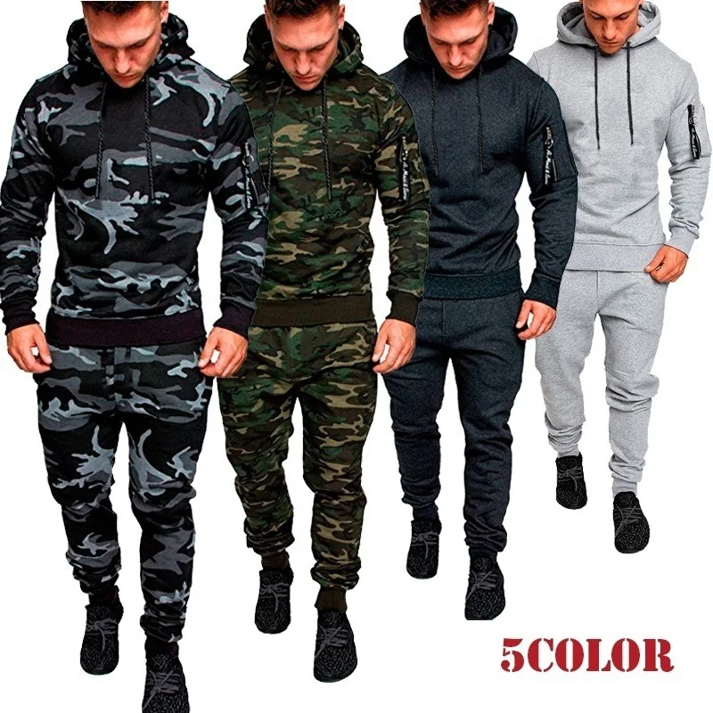 2022 Plus Size Camouflage Casual Sports Suit Streetwear Hoodie Set