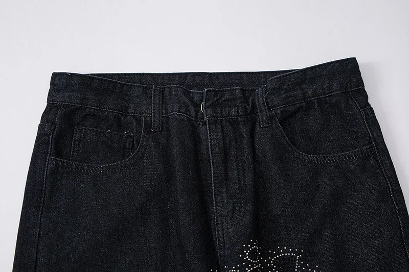 Custom Men Fashion Baggy Jeans Loose Fit Black Denim Pants Hip Hop ...