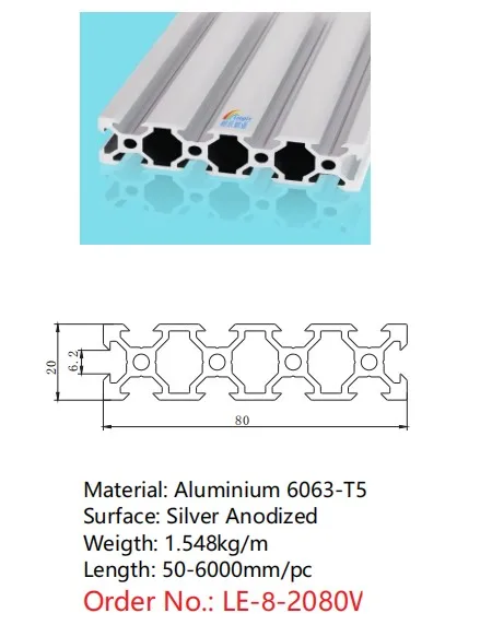 Профильная Экструзионная линейная направляющая стандартная анодированная алюминиевая Европейская черная 2080 V-слот для квадрата 3D-принтера CNC из
