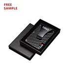 Wallet Free Sample GiftBox Minimalist Carbon Fiber Wallet Custom LOGO Metal Aluminum Wallet RFID Card Holder Men's Carbon Fiber Wallet