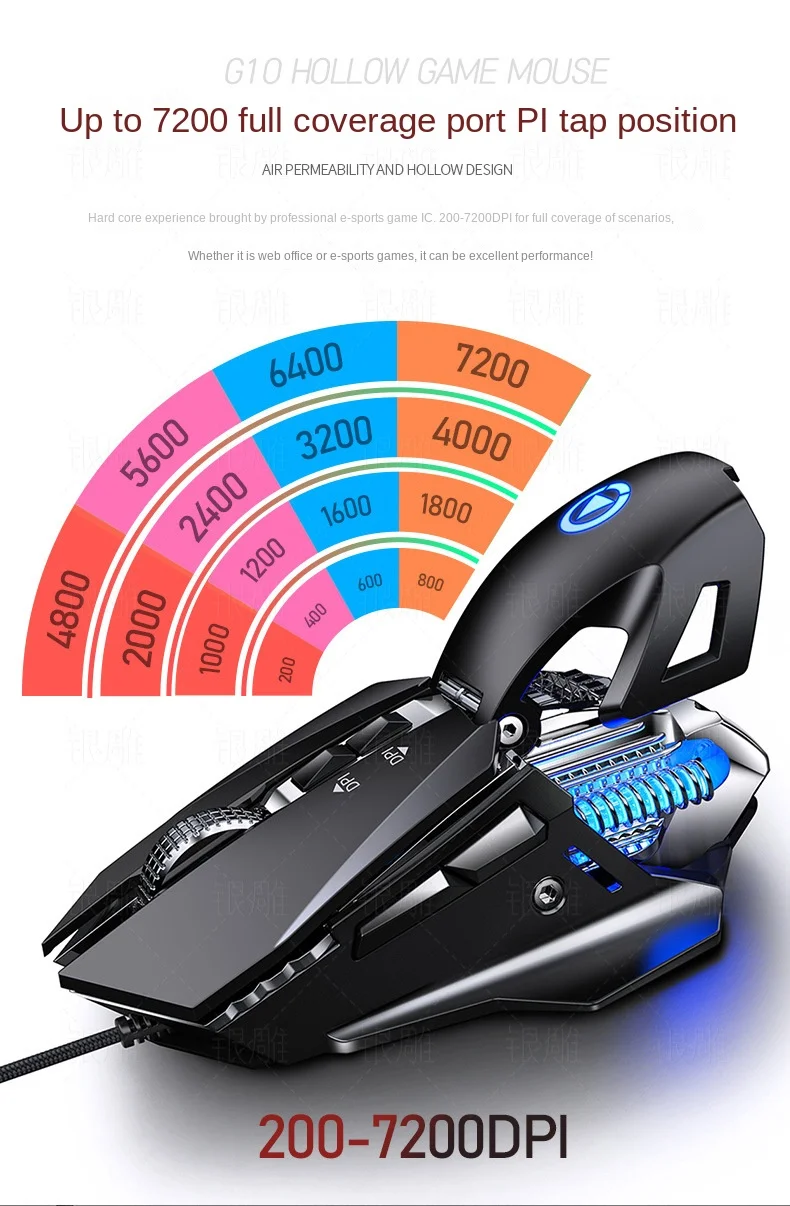 Mouse Advanced Optical Sensor Wired Gaming Mouse with 6 Buttons and Ergonomic Design for Comfortable Gameplay Mice