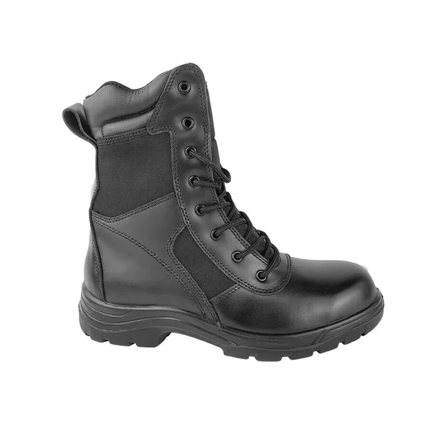 Wholesale All Season Boots Security Wear Resistant Black 9 Inch Breathable Anti Slip PU Sole Injection Men Safety  Leather Boots