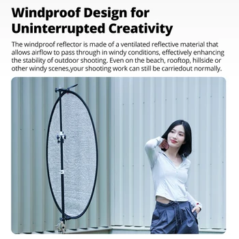 Ambitful Silver Reflector 60cm 80cm110cm Collapsible Windproof Round Reflector Diffuser for Studio Photo Video Live Recording detail image