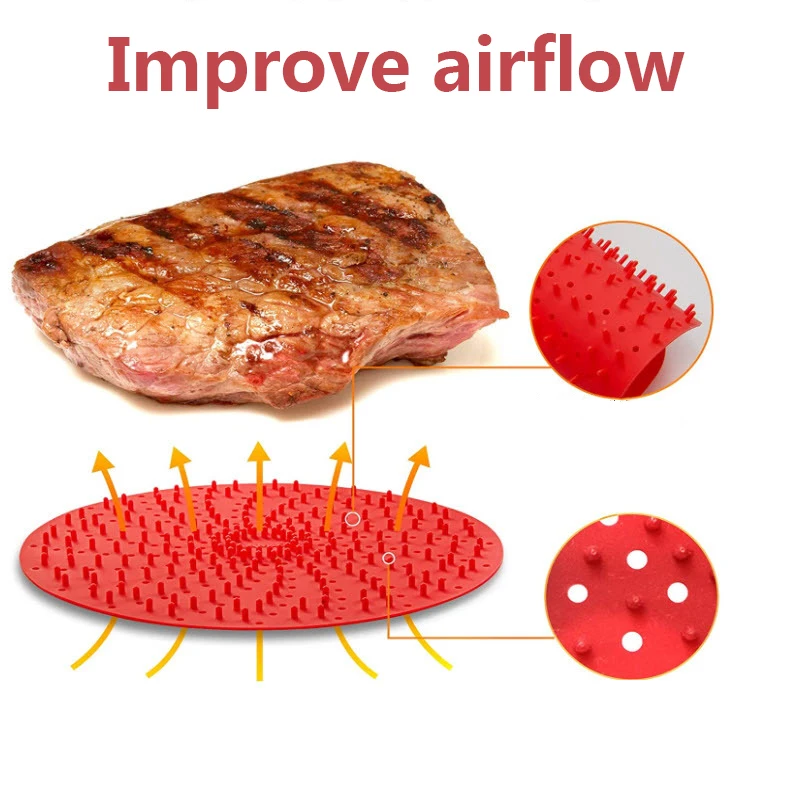 Hmj Silicone Air Fryer Liner With Hole Baking Tray Pan Mat Insert Round