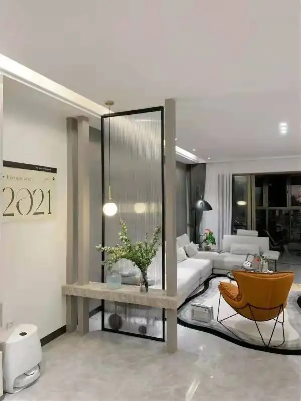 Modern Style Living Room Partition Divider Glass Inlaid Screen