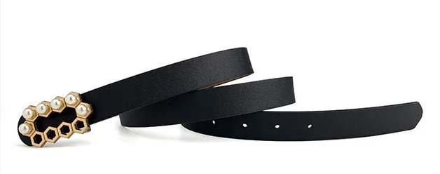 Formal Dress Belt Women's Pearl PU Leather Belts Skinny Casual Jean Belt  With Metal Buckle| Alibaba.com