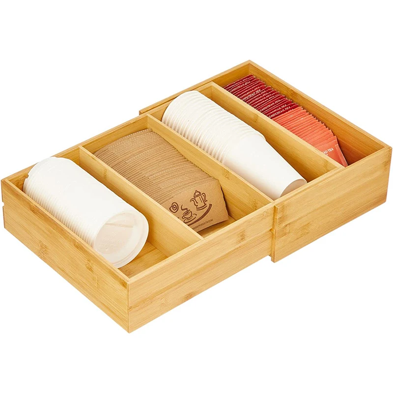 Hot Selling  Kitchen Vanity Accessories Organization Seasoning Jars Bottle Holder Adjustable Bamboo Pantry Organizer Bins