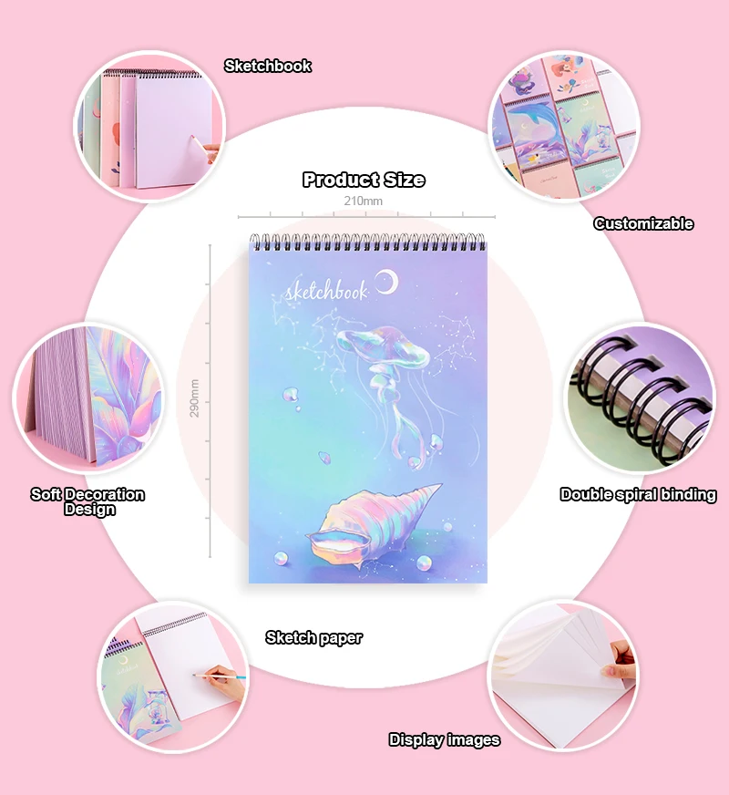 Wholesale Custom Oem A4 A5 Kraft Paper Notebook Sketch Book Watercolor