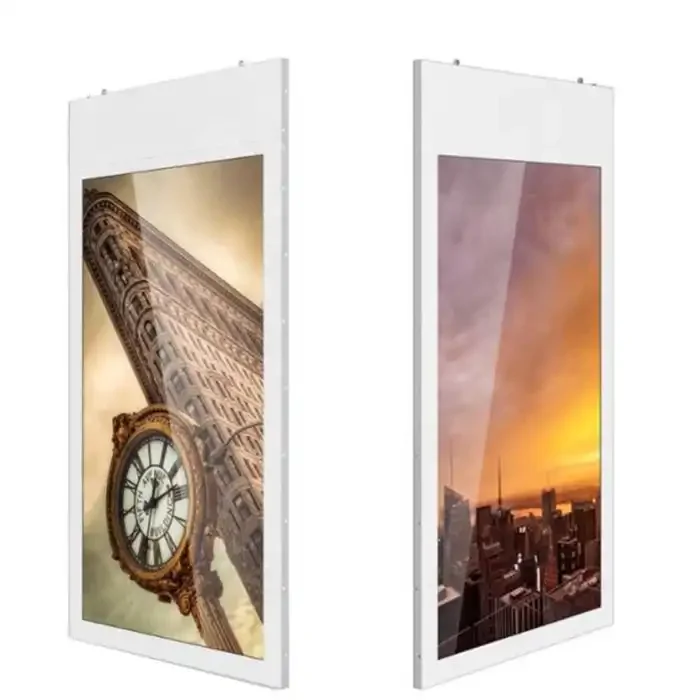 55-Inch Double Hanging Full Color Transparent LCD Screen Digital Signage Display SDK for Retail Store Indoor Video Advertising