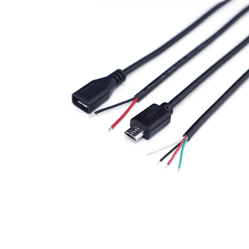 Factory OEM USB Data Charging Cable 2 Core 4 Cores Micro USB Plug Male Female to Open End Wires Pigtail Cable