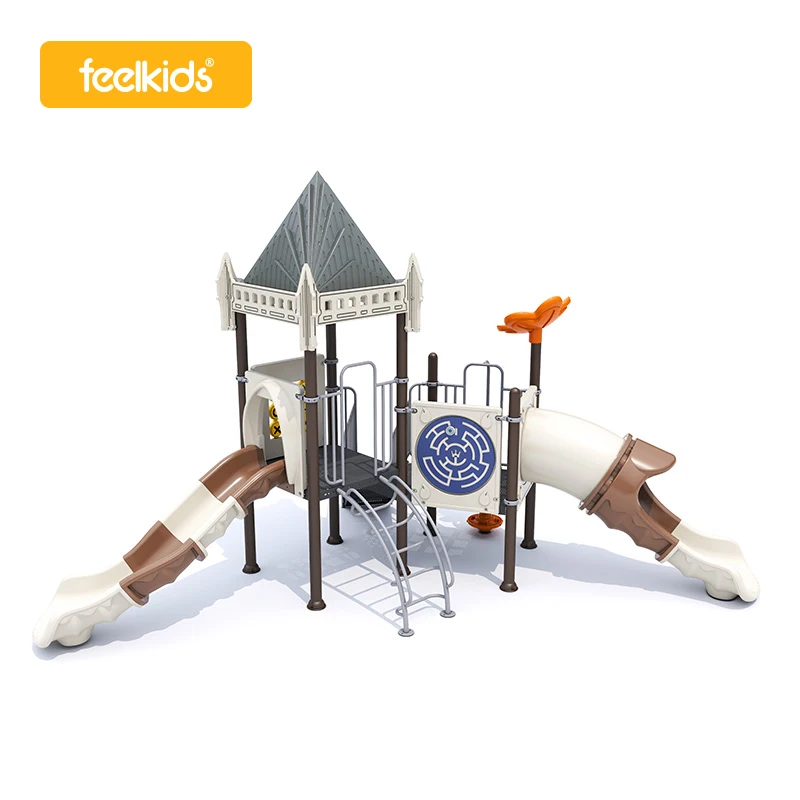 Feelkids ALITA-NC24007 Kids Outdoor Plastic Slide Eco-friendly Durable Amusement Equipment Multi-Play Cosmetic Playground supplier