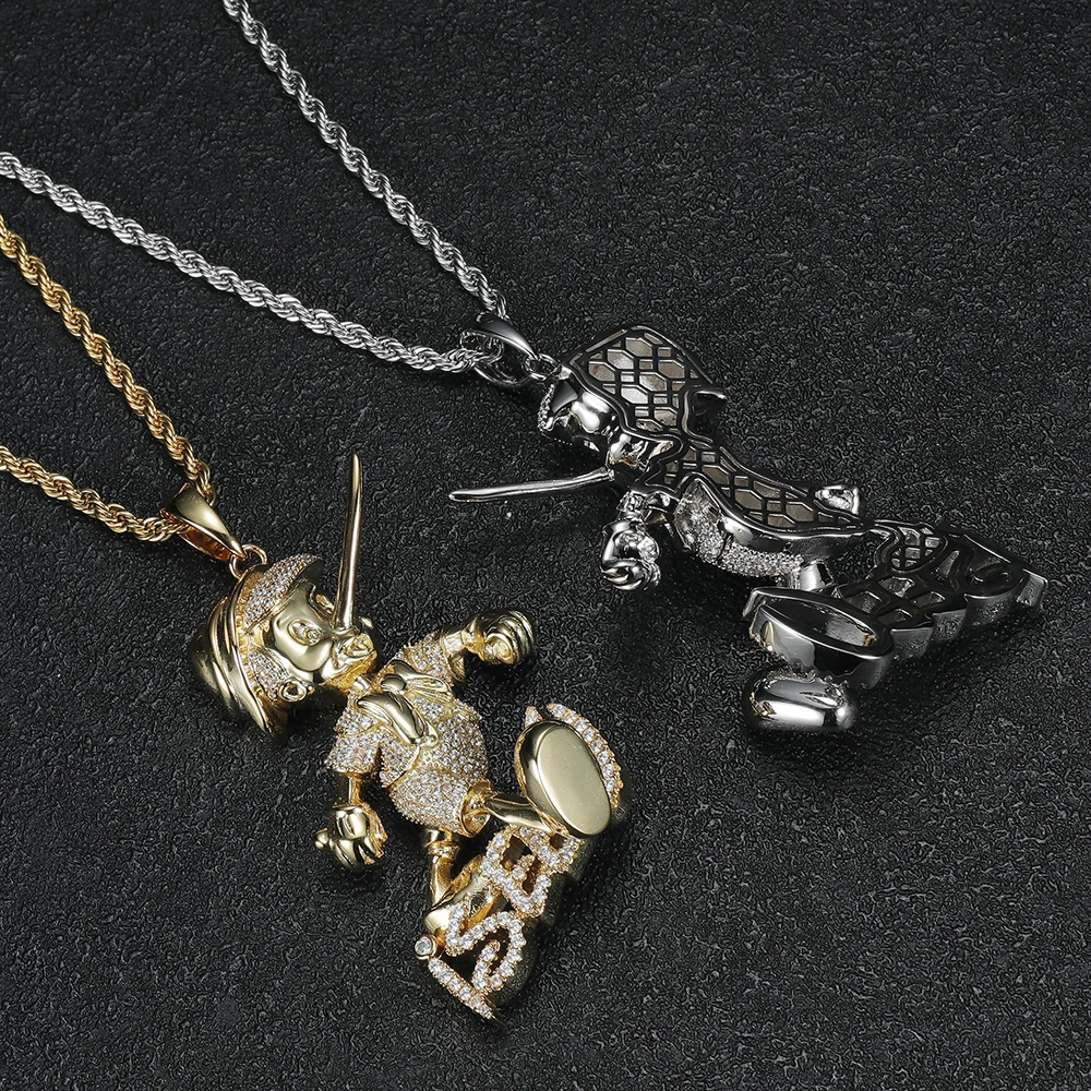 Hip Hop CustomNecklace Charm Factory Pinocchio Pendant Zircon Diamond Iced  Out Men Pendant