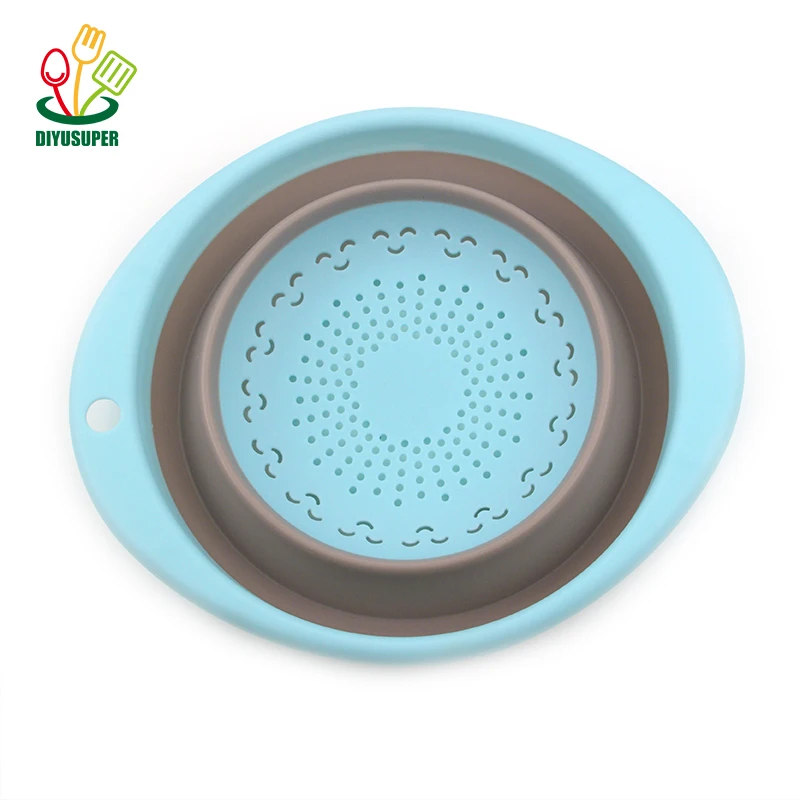 
 2021 оптовая продажа, пластиковый складной дуршлаг, 2 набора, кухонный складной силиконовый дуршлаг  