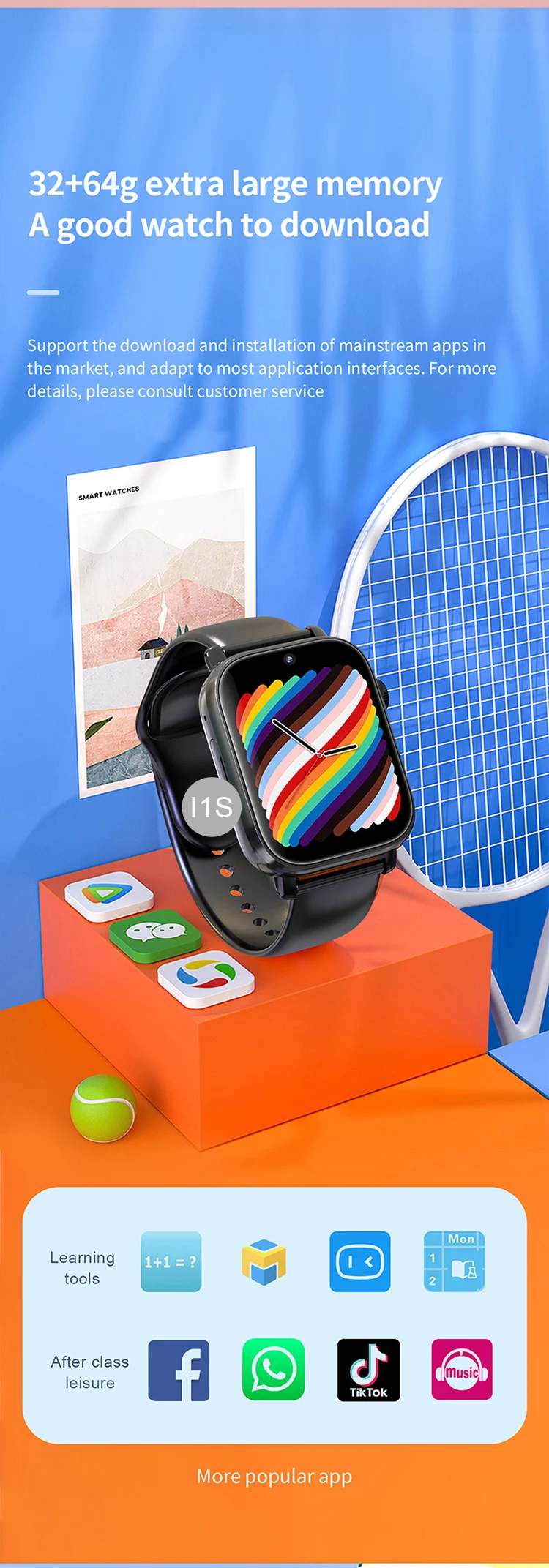 I1s Smart Watch 1.9 Inch Hd Screen Gps Sim Card Wifi Video Call Nfc