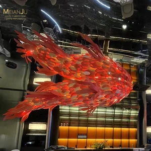 Custom Creative Large Size Traditional Fish Shape Pendant Lamp Oval Decorative Hotel Lobby Chandelier for Restaurant Decor