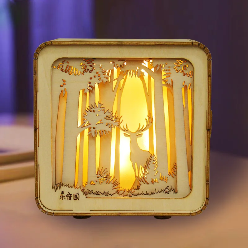 Handgefertigte Holz-Nachtlicht-Leuchte, rustikale Tischlampe aus Holz, umweltfreundliche Deko für Nachttisch, ideales Geschenk