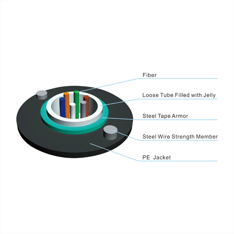 Factory OEM GYXTW Optical Fiber Cable 4 6 8 Core Anti Rodent Steel Tape Armored 12 24 Core Single Mode Outdoor Fibre Optic Cable
