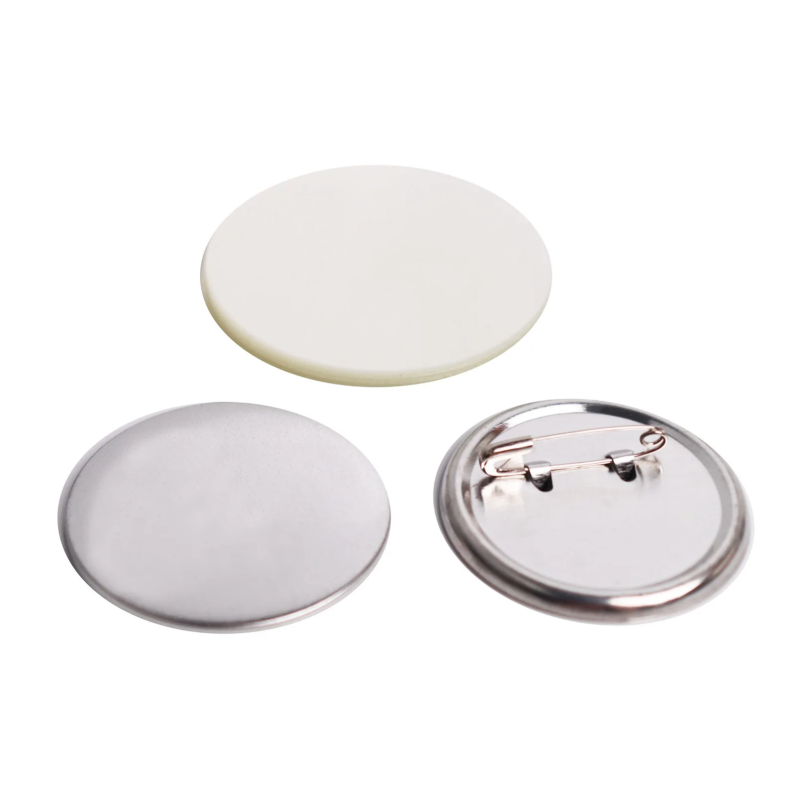 100sets 75/58/44/mm Button Raw Material Factory Round Shape Frosted Bottom Safety Pin Badge Blank  Badge Paper Clip Consumables