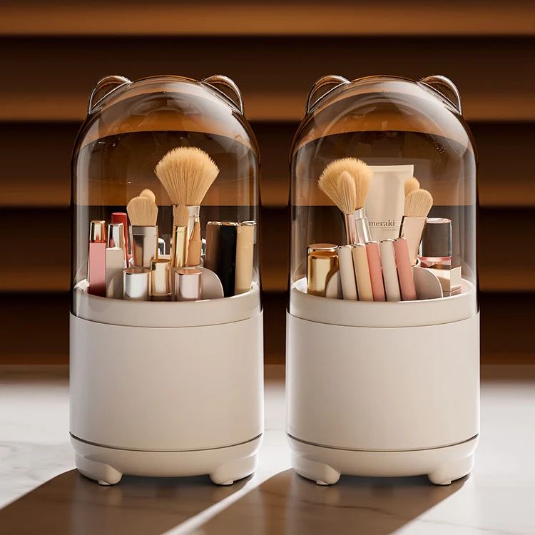 5 перегородок, прозрачный пластиковый пыленепроницаемый держатель для косметических щеток, вращающийся держатель для ручек для стола