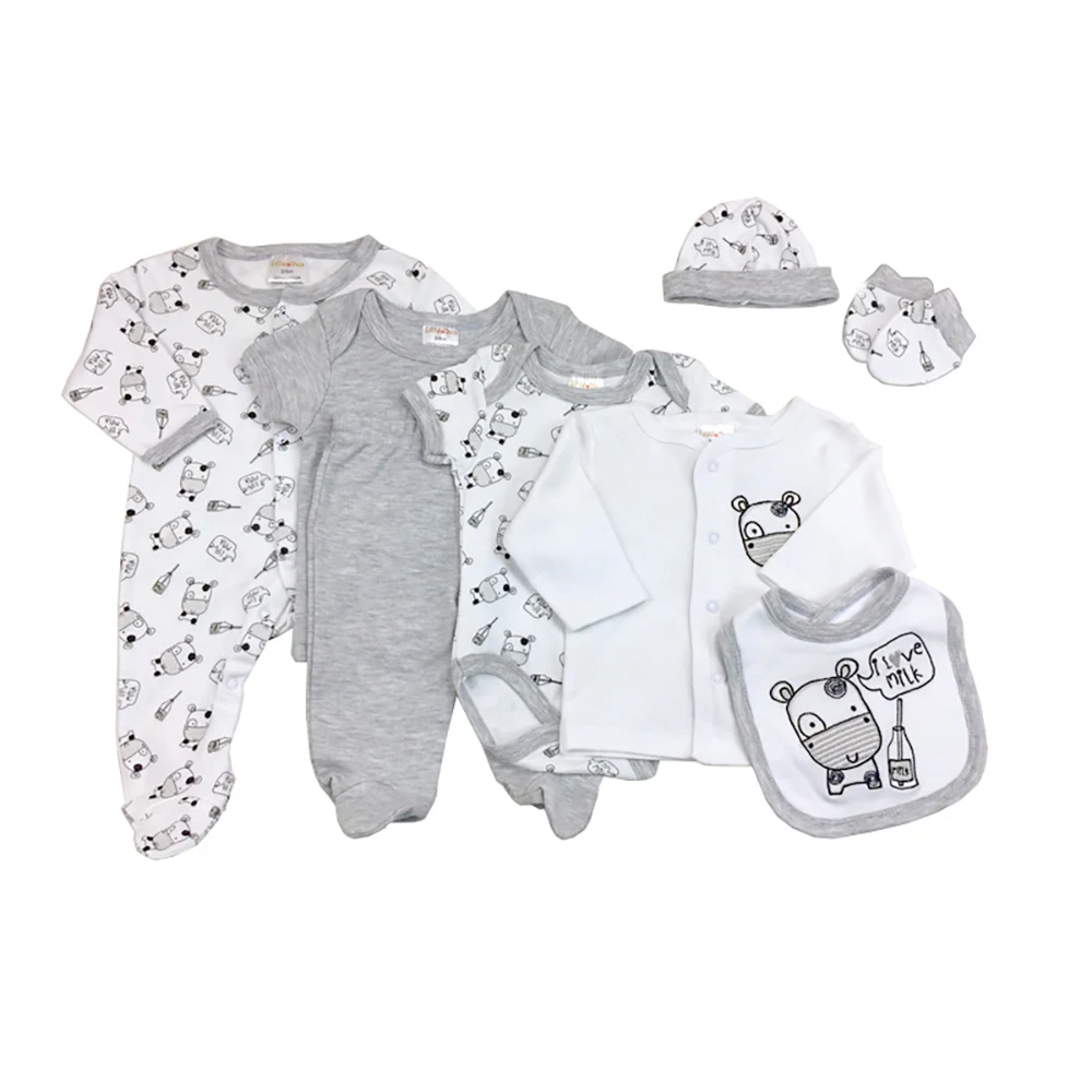 OEM Infant Clothing Four Seasons Infant Baby Clothing 8-piece Set Rompers Kids Summer Rompers Baby