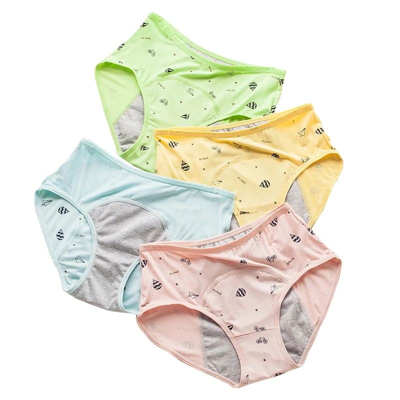 Buy Hahan Teens Cotton Period Panties Girls Leak Proof Hipster Menstrual  Panties Multicolor S at