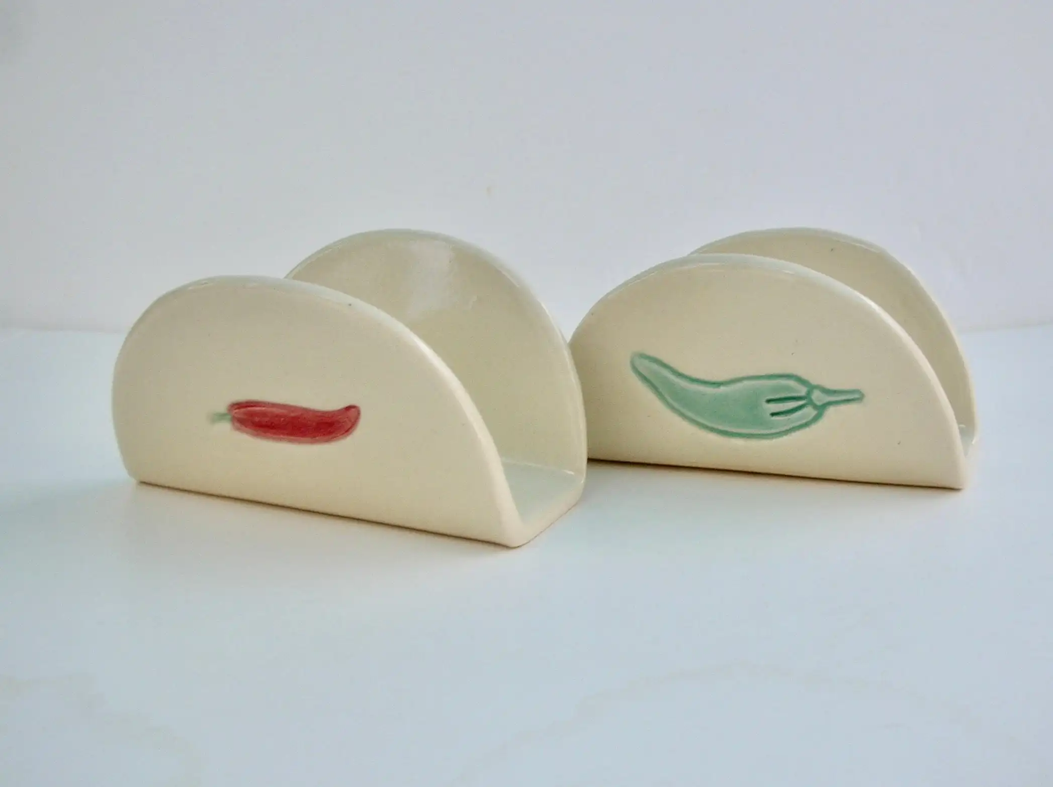 Custom Pepper Pattern Kitchen Set Oven & Microwave & Dishwasher Safe Porcelain Taco Holder